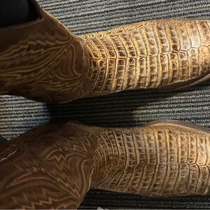 Lucchese Brown Crocodile-Texture Cowboy Boots